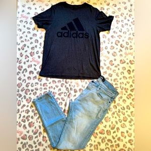 Men’s Steel-Grey Adidas Amplifier Tee. Pre-Loved.